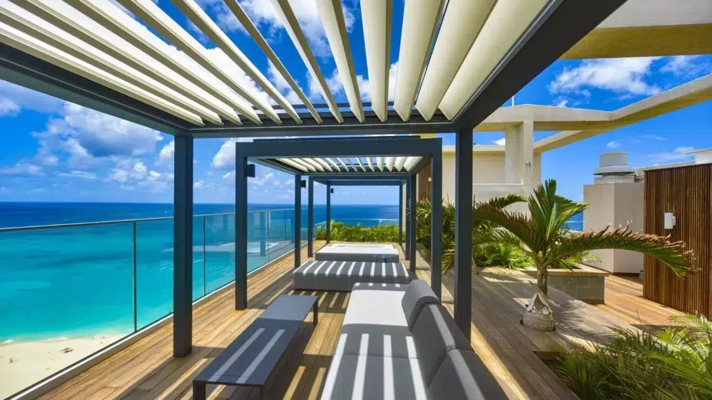 Rooftop terrace Fourteen at Mullet Bay beachfront condo Sint Maarten