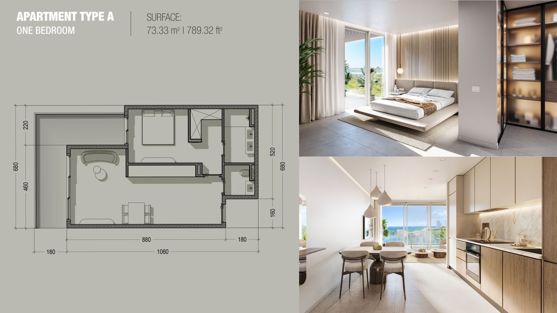 Plan appartement Type A une chambre T-Residence Sint Maarten