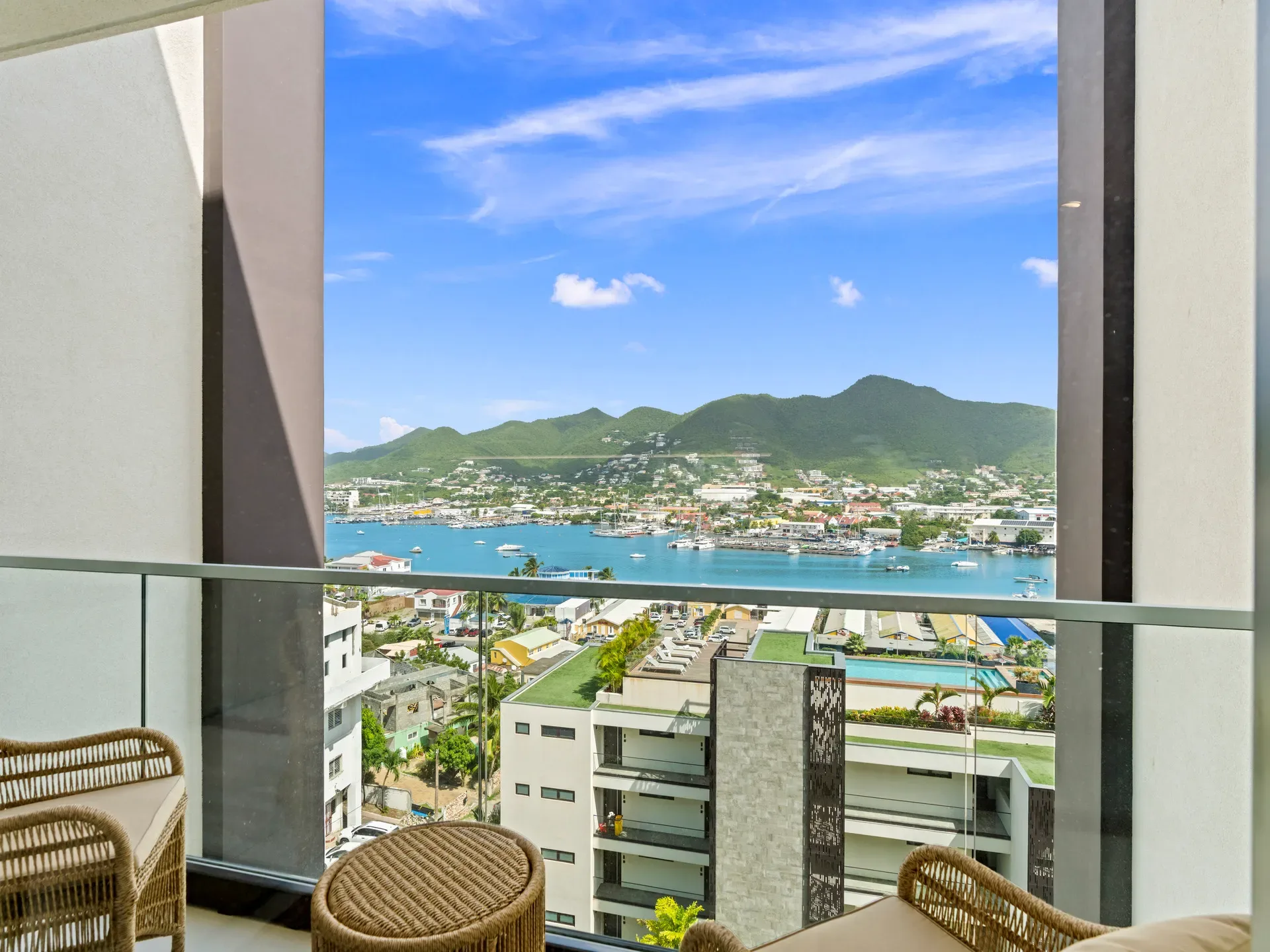 Apartment B244 balcony view at The Hills Residence Sint Maarten